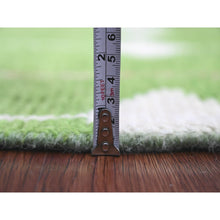Load image into Gallery viewer, 2&#39;5&quot;x9&#39; Pear Green, Moroccan Weave With Geometric Design, Soft Wool, Hand Knotted, Tone On Tone, Textured Pile, Runner, Oriental Rug FWR123726