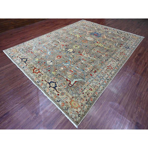 9'x11'9" Taupe Brown, Peshawar with Bijar Garus Design, High Mountain Wool, Hand Knotted, Vegetable Dyes, Densely Woven, Oriental Rug FWR123738