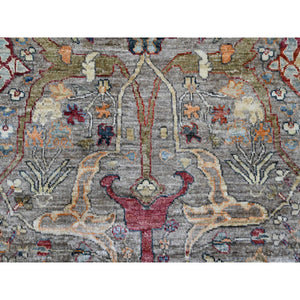 9'x12'1" Khaki Brown, Aryana Grade, Bijar Garus With Antique Persian Design, Peshawar, High Mountain Wool, Vegetable Dyes, Hand Knotted, Oriental Rug FWR123750