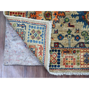 3'1"x5' Oyster Gray, Peshawar with Colorful Ziegler Mahal Design, Aryana Collection, High Mountain Wool, Denser Weave, Hand Knotted, Vegetable Dyes, Oriental Rug FWR123768
