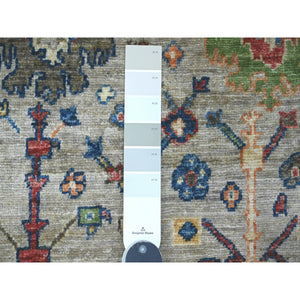 3'1"x5' Oyster Gray, Peshawar with Colorful Ziegler Mahal Design, Aryana Collection, High Mountain Wool, Denser Weave, Hand Knotted, Vegetable Dyes, Oriental Rug FWR123768
