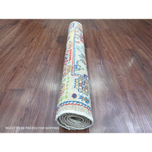Load image into Gallery viewer, 3&#39;1&quot;x5&#39; Oyster Gray, Peshawar with Colorful Ziegler Mahal Design, Aryana Collection, High Mountain Wool, Denser Weave, Hand Knotted, Vegetable Dyes, Oriental Rug FWR123768
