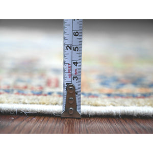 3'1"x5' Oyster Gray, Peshawar with Colorful Ziegler Mahal Design, Aryana Collection, High Mountain Wool, Denser Weave, Hand Knotted, Vegetable Dyes, Oriental Rug FWR123768