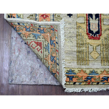 Load image into Gallery viewer, 2&#39;7&quot;x9&#39;8&quot; Chiffon White, Aryana Collection, All Over Caucasian Gul Motifs, High Mountain Wool, Hand Knotted, Vegetable Dyes, Runner, Oriental Rug FWR123792