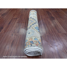 Load image into Gallery viewer, 2&#39;7&quot;x9&#39;8&quot; Chiffon White, Aryana Collection, All Over Caucasian Gul Motifs, High Mountain Wool, Hand Knotted, Vegetable Dyes, Runner, Oriental Rug FWR123792