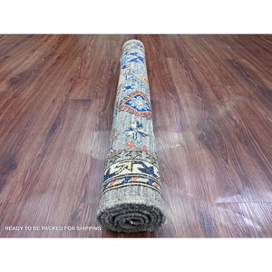 3'x4'10" Sonic Gray, Aryana Grade, Caucasian Inspired Antiqued Design, High Mountain Wool, Hand Knotted, Vegetable Dyes, Oriental Rug FWR123798