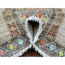 Load image into Gallery viewer, 8&#39;1&quot;x9&#39;6&quot; Carbon Gray, Intricate Geometric Design, Berber Influence, Denser Weave, High Mountain Wool, Hand Knotted, Oriental Rug FWR123822