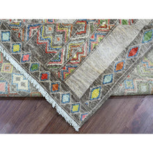 Load image into Gallery viewer, 8&#39;1&quot;x9&#39;6&quot; Carbon Gray, Intricate Geometric Design, Berber Influence, Denser Weave, High Mountain Wool, Hand Knotted, Oriental Rug FWR123822