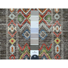 Load image into Gallery viewer, 8&#39;1&quot;x9&#39;6&quot; Carbon Gray, Intricate Geometric Design, Berber Influence, Denser Weave, High Mountain Wool, Hand Knotted, Oriental Rug FWR123822