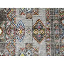 Load image into Gallery viewer, 8&#39;1&quot;x9&#39;6&quot; Carbon Gray, Intricate Geometric Design, Berber Influence, Denser Weave, High Mountain Wool, Hand Knotted, Oriental Rug FWR123822