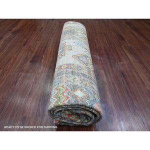 8'1"x9'6" Carbon Gray, Intricate Geometric Design, Berber Influence, Denser Weave, High Mountain Wool, Hand Knotted, Oriental Rug FWR123822