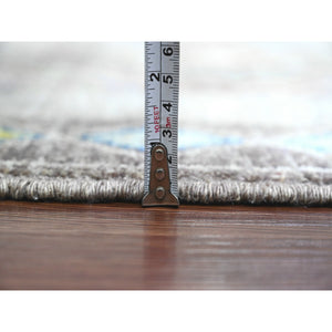 8'1"x9'6" Carbon Gray, Intricate Geometric Design, Berber Influence, Denser Weave, High Mountain Wool, Hand Knotted, Oriental Rug FWR123822