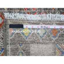 Load image into Gallery viewer, 8&#39;1&quot;x9&#39;6&quot; Carbon Gray, Intricate Geometric Design, Berber Influence, Denser Weave, High Mountain Wool, Hand Knotted, Oriental Rug FWR123822