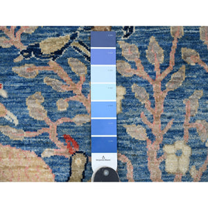 2'10"x23'6" Bayern Blue, Afghan Peshawar with Birds of Paradise Design, Soft Wool, Natural Dyes, Hand Knotted, XL Runner, Oriental Rug FWR123828