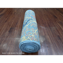 Load image into Gallery viewer, 2&#39;10&quot;x23&#39;6&quot; Bayern Blue, Afghan Peshawar with Birds of Paradise Design, Soft Wool, Natural Dyes, Hand Knotted, XL Runner, Oriental Rug FWR123828