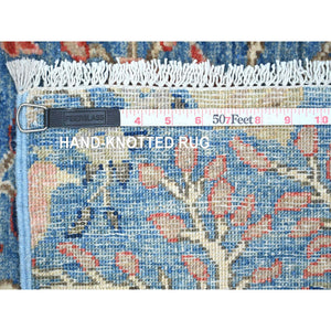 2'10"x23'6" Bayern Blue, Afghan Peshawar with Birds of Paradise Design, Soft Wool, Natural Dyes, Hand Knotted, XL Runner, Oriental Rug FWR123828