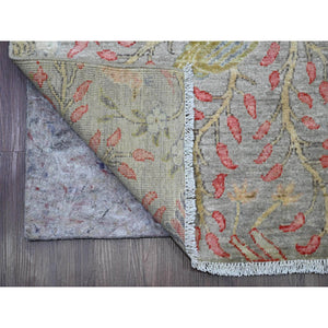 3'x23'10" Dark Vanilla Brown, Afghan Peshawar with Birds of Paradise Design, Soft Wool, Hand Knotted, Natural Dyes, XL Runner, Oriental Rug FWR123834