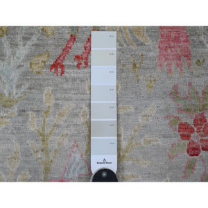 3'x23'10" Dark Vanilla Brown, Afghan Peshawar with Birds of Paradise Design, Soft Wool, Hand Knotted, Natural Dyes, XL Runner, Oriental Rug FWR123834