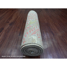 Load image into Gallery viewer, 3&#39;x23&#39;10&quot; Dark Vanilla Brown, Afghan Peshawar with Birds of Paradise Design, Soft Wool, Hand Knotted, Natural Dyes, XL Runner, Oriental Rug FWR123834