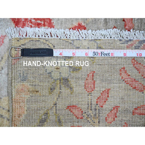 3'x23'10" Dark Vanilla Brown, Afghan Peshawar With Birds Of Paradise Design, Soft Wool, Hand Knotted, Natural Dyes, Xl Runner, Oriental Rug FWR123834