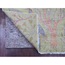 Load image into Gallery viewer, 2&#39;7&quot;x11&#39;9&quot; Mint Green, Afghan Peshawar with Birds of Paradise Design, Hand Knotted, Soft Wool, Vegetable Dyes, Runner, Oriental Rug FWR123840