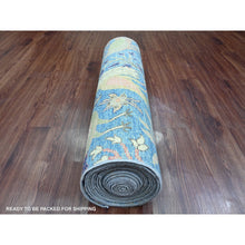 Load image into Gallery viewer, 3&#39;1&quot;x21&#39;2&quot; Bayern Blue, Afghan Peshawar With Birds Of Paradise Design, Hand Knotted, Soft Wool, Vegetable Dyes, Xl Runner, Oriental Rug FWR123852