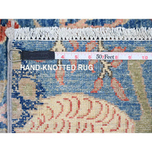 Load image into Gallery viewer, 3&#39;1&quot;x21&#39;2&quot; Bayern Blue, Afghan Peshawar With Birds Of Paradise Design, Hand Knotted, Soft Wool, Vegetable Dyes, Xl Runner, Oriental Rug FWR123852