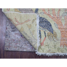 Load image into Gallery viewer, 2&#39;6&quot;x9&#39;9&quot; Pistachio Green, Afghan Peshawar with Birds of Paradise Design, Vegetable Dyes, Hand Knotted, Soft Wool, Runner, Oriental Rug FWR123864