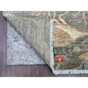 2'9"x15'8" Faded Brown, Afghan Peshawar With Birds Of Paradise Design, 100% Soft Wool, Natural Dyes, Hand Knotted, Xl Runner, Oriental Rug FWR123870
