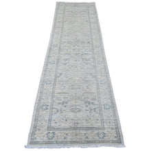 Load image into Gallery viewer, 2&#39;9&quot;x9&#39;10&quot; Pristine White, Peshawar with Heriz All Over Design, High Mountain Wool, Densely Woven, Hand Knotted, Runner, Oriental Rug FWR123882