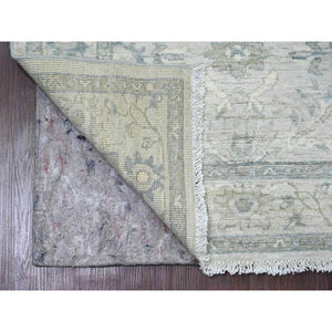 2'9"x9'10" Pristine White, Peshawar with Heriz All Over Design, High Mountain Wool, Densely Woven, Hand Knotted, Runner, Oriental Rug FWR123882