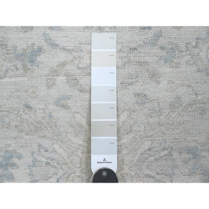 2'9"x9'10" Pristine White, Peshawar with Heriz All Over Design, High Mountain Wool, Densely Woven, Hand Knotted, Runner, Oriental Rug FWR123882