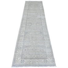 Load image into Gallery viewer, 2&#39;8&quot;x10&#39; Cloud Gray, Washed Out Peshawar with Heriz All Over Design, High Mountain Wool, Densely Woven, Hand Knotted, Runner, Oriental Rug FWR123894