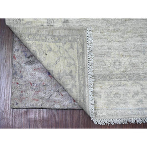 2'8"x10' Cloud Gray, Washed Out Peshawar with Heriz All Over Design, High Mountain Wool, Densely Woven, Hand Knotted, Runner, Oriental Rug FWR123894