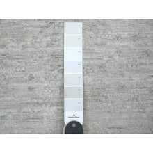 Load image into Gallery viewer, 2&#39;8&quot;x10&#39; Cloud Gray, Washed Out Peshawar with Heriz All Over Design, High Mountain Wool, Densely Woven, Hand Knotted, Runner, Oriental Rug FWR123894