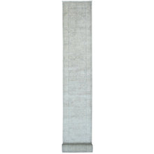 Load image into Gallery viewer, 2&#39;4&quot;x29&#39;3&quot; Whisper White, Peshawar with Heriz All Over Design, Densely Woven, High Mountain Wool, Hand Knotted, XL Runner, Oriental Rug FWR123900