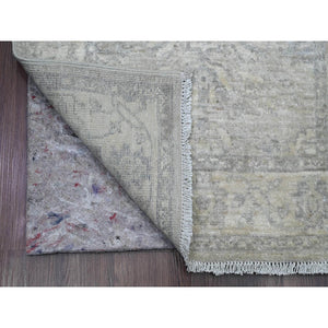 2'4"x29'3" Whisper White, Peshawar with Heriz All Over Design, Densely Woven, High Mountain Wool, Hand Knotted, XL Runner, Oriental Rug FWR123900