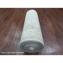 Load image into Gallery viewer, 2&#39;4&quot;x29&#39;3&quot; Whisper White, Peshawar with Heriz All Over Design, Densely Woven, High Mountain Wool, Hand Knotted, XL Runner, Oriental Rug FWR123900