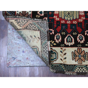5'9"x9'1" Scarlet Red, Vintage Persian Shiraz with Tribal Design, Good Condition, Clean, Even Wear, Pure Wool, Hand Knotted, Oriental Rug FWR123906