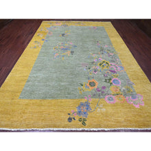 Load image into Gallery viewer, 9&#39;1&quot;x12&#39;5&quot; Sage Green, Chinese Art Deco Inspired Peshawar, Hand Knotted, Natural Dyes, 100% Wool, Oriental Rug FWR123930