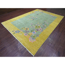 Load image into Gallery viewer, 9&#39;1&quot;x12&#39;5&quot; Sage Green, Chinese Art Deco Inspired Peshawar, Hand Knotted, Natural Dyes, 100% Wool, Oriental Rug FWR123930