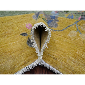 9'1"x12'5" Sage Green, Chinese Art Deco Inspired Peshawar, Hand Knotted, Natural Dyes, 100% Wool, Oriental Rug FWR123930