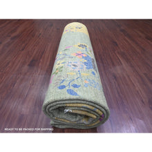 Load image into Gallery viewer, 9&#39;1&quot;x12&#39;5&quot; Sage Green, Chinese Art Deco Inspired Peshawar, Hand Knotted, Natural Dyes, 100% Wool, Oriental Rug FWR123930