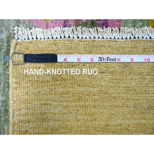 9'1"x12'5" Sage Green, Chinese Art Deco Inspired Peshawar, Hand Knotted, Natural Dyes, 100% Wool, Oriental Rug FWR123930