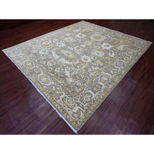 Load image into Gallery viewer, 9&#39;4&quot;x10&#39;9&quot; Khaki Brown with Touches of Gold, Peshawar with Ziegler Mahal All Over Design, High Mountain Wool, Vegetable Dyes, Hand Knotted, Squarish, Oriental Rug FWR123942