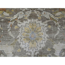Load image into Gallery viewer, 9&#39;4&quot;x10&#39;9&quot; Khaki Brown with Touches of Gold, Peshawar with Ziegler Mahal All Over Design, High Mountain Wool, Vegetable Dyes, Hand Knotted, Squarish, Oriental Rug FWR123942