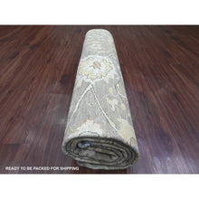 Load image into Gallery viewer, 9&#39;4&quot;x10&#39;9&quot; Khaki Brown with Touches of Gold, Peshawar with Ziegler Mahal All Over Design, High Mountain Wool, Vegetable Dyes, Hand Knotted, Squarish, Oriental Rug FWR123942