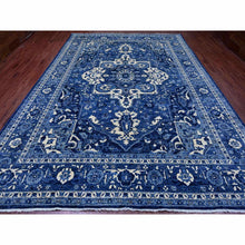 Load image into Gallery viewer, 10&#39;x13&#39;10&quot; Denim Blue, Peshawar Serapi Heriz Revival, High Mountain Ghazni Wool, Hand Knotted, Soft Pile, Denser Weave, Oriental Rug FWR123948