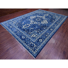 Load image into Gallery viewer, 10&#39;x13&#39;10&quot; Denim Blue, Peshawar Serapi Heriz Revival, High Mountain Ghazni Wool, Hand Knotted, Soft Pile, Denser Weave, Oriental Rug FWR123948