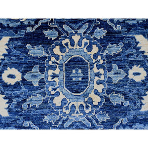 10'x13'10" Denim Blue, Peshawar Serapi Heriz Revival, High Mountain Ghazni Wool, Hand Knotted, Soft Pile, Denser Weave, Oriental Rug FWR123948